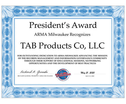 TAB accepts ARMA Milwaukee President's Award